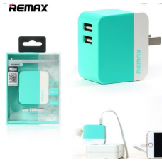 REMAX DUAL USB TRAVEL WALL CHARGER TEAL