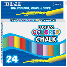 BAZIC DUSTLESS ASSTD CHALK 24/PK