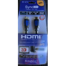 SUPERSONIC 6FT HDMI CABLE BLACK